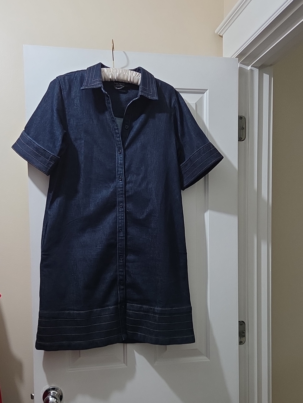 Kate Spade Denim Trapunto Mini Shirt Dress.